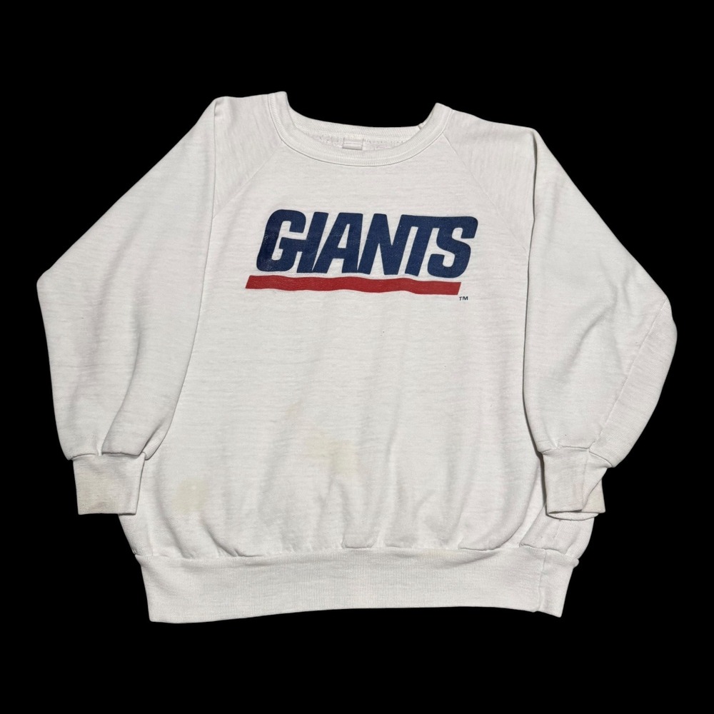 Vintage 80s New York‎ Giants Stained Flaws Crewneck Sweatshirt Men's Boxy Small